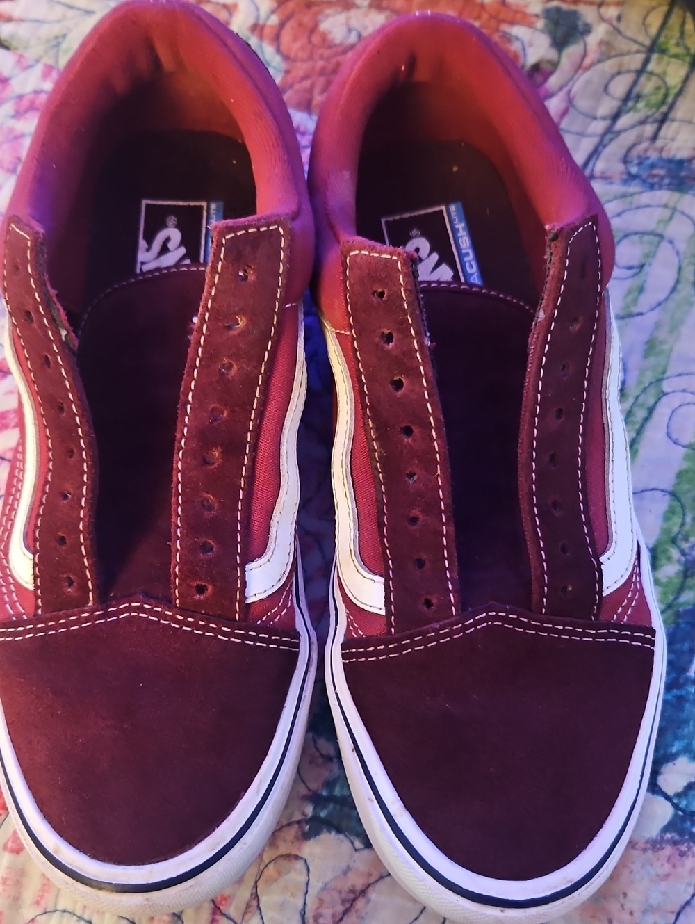 Vans Burgundy Suede Skate Sneakers with White Accent